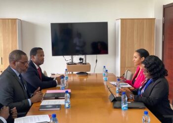 El Ministro de Planification y Diversification Económica recibe en Audiencia a la Señora Aissatou Diallo, Representante Pais del Grupo Banco Mundial.