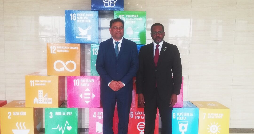 El Excmo. Sr. Gabriel Mbaga Obiang Lima, recibe en audiencia a Prashant Kumar Das, Embajador de la República de la India acreditado en la República de Guinea Ecuatorial